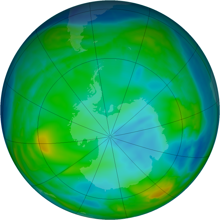 Antarctic ozone map for 16 July 2008